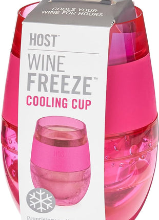 Host Cooling Cup Set of 1 Plastic Double Wall Insulated Freezable Drink Chilling Tumbler with Freezing Gel, Wine Glasses for Red and White Wine, 8.5 oz, Translucent Magenta