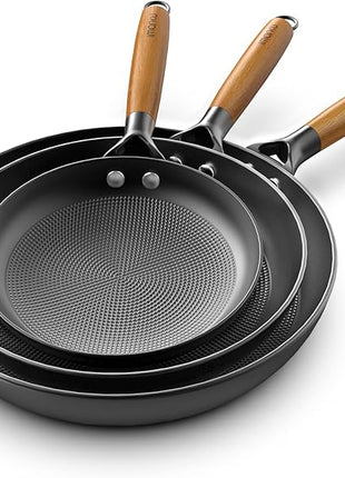 imarku Non Stick Frying Pans - 8&10&12 Inch Frying Pan Nonstick Professional Cast Iron Skillet Dishwasher Safe Nonstick Frying Pan Set, Detachable Handle, Christmas Gifts