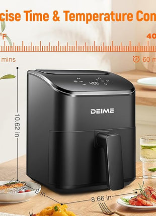 DEIME Air Fryer 3 Qt, Small Airfryer Digital Space Saving Compact, Bake, Reheat, Roasts for Quick Easy Meals, Mini Compact & Quiet, Nonstick & Dishwasher Safe Basket Toast Rack