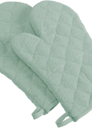 DII Basic Terry Collection 100% Cotton Quilted, Oven Mitt, Mint, 2 Piece