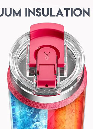 Meoky 40oz Tumbler with Handle, Stainless Steel Travel Mug with 2-in-1 Straw and Sip Lid, Vacuum Insulated Coffee Mug, 100% Leak Proof, Keeps Cold for 34 Hours or Hot for 10 Hours (Ruby)