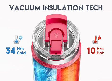 Meoky 40oz Tumbler with Handle, Stainless Steel Travel Mug with 2-in-1 Straw and Sip Lid, Vacuum Insulated Coffee Mug, 100% Leak Proof, Keeps Cold for 34 Hours or Hot for 10 Hours (Ruby)