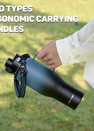 Water Bottle 40oz, Insulated Tumblers with Handle & Straw Lid, Insulated Water Bottle Fits in Cup Holder, Double Wall BPA-Free, Stainless Steel Travel Cup Leak-proof to Keep Cold 24H&Hot12H