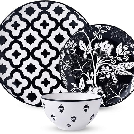 Wisenvoy Dinnerware Set - Ceramic Plates and Bowls for 4 - Stoneware Dish Set