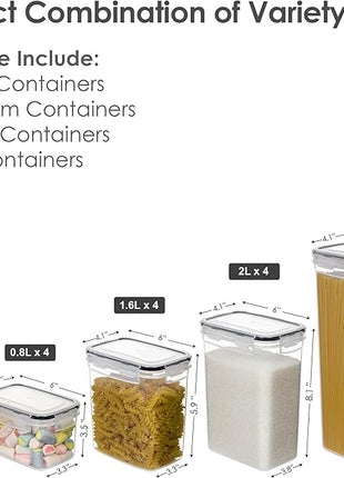 CHEFSTORY Airtight Food Storage Containers Set, 14 PCS Kitchen Storage Containers with Lids for Flour, Sugar and Cereal, Plastic Dry Food Canisters for Pantry Organization and Storage