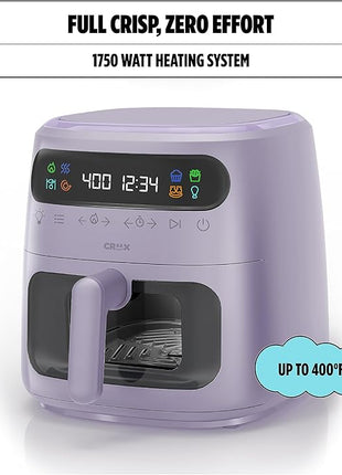 CRUX x Marshmello 8.0 QT Digital Air Fryer with TurboCrisp Technology, Touch Screen Temperature Control, Timer and Auto Shut-off, Fully Programmable, Silicone Liner Included, Lavender