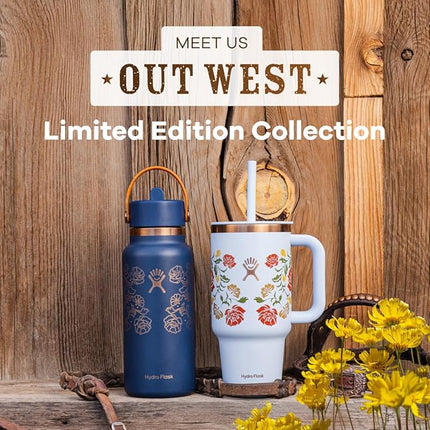 Hydro Flask 32 Oz Travel Tumbler with Handle, Lid and Straw - Insulated Stainless Steel in Western Dark Blue