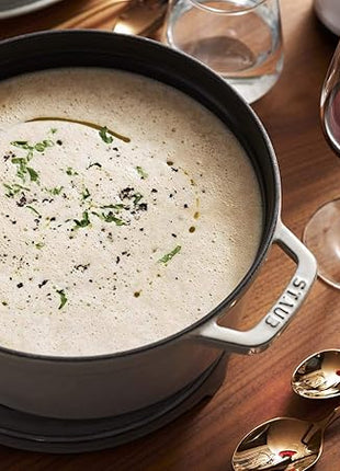 Staub Cast Iron 5.5-qt Round Cocotte - White Truffle, Made in France