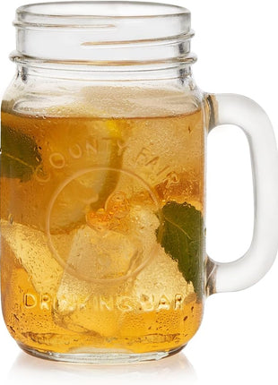 Libbey County Fair Glass Drinking Jars, 16.5-ounce, Set of 12