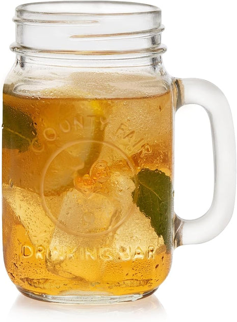 Libbey County Fair Glass Drinking Jars, 16.5-ounce, Set of 12