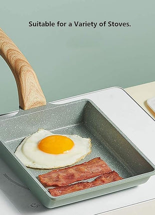 Japanese Omelette Pan Nonstick Tamagoyaki Egg Pan,Retangle Small Frying Pan,with Silicone Spatula & Brush,Non-Stick Coating (PFOA Free) - 20 x 15cm