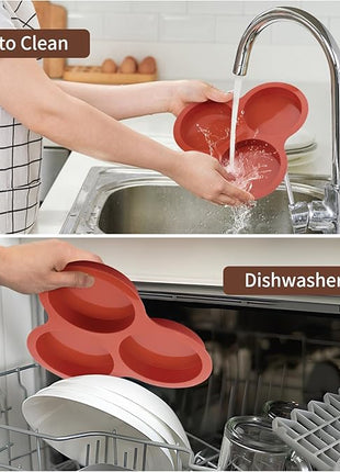 JOERSH 2-PK Air Fryer Egg Mold, 4 Inches Round Egg Bites Silicone Molds, Air Fryer Baking Pan Non-Stick for Breakfast Sandwiches, Hamburger Buns, Pancake, Jumbo Muffin Tops