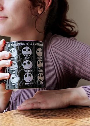 Silver Buffalo Disney Tim Burton's Nightmare Before Christmas Jack Skellington Emotions Ceramic Mug, 20 Ounces