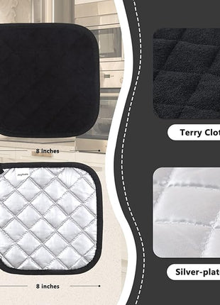 Joyhalo 6 Pack Pot Holders for Kitchen,Cotton Oven Holder with Great Heat Resistance,Non Slip Hot Pads for Kitchen Clearance,Black