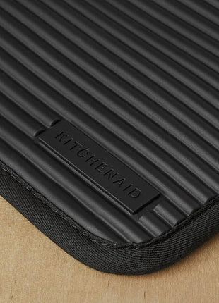 KITCHENAID Ribbed Soft Silicone Pot Holder 2-Pack Set, Matte Black, 7"x9"