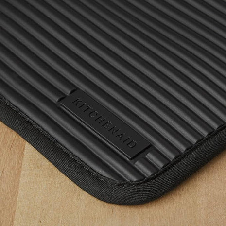 KITCHENAID Ribbed Soft Silicone Pot Holder 2-Pack Set, Matte Black, 7"x9"