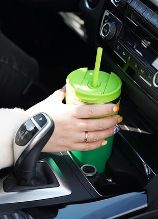 BJPKPK 34oz Insulated Tumbler With lid And Straw Stainless Steel Tumblers Travel Coffee Mug Reusable Thermal Cup,Sky