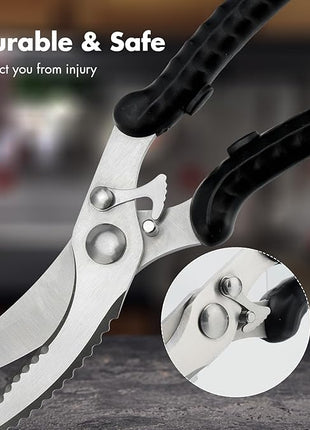 Heavy Duty Poultry Shears, Kitchen Scissors for Food with Anti-Slip Handle & Safety Lock, Meat Scissors, Dish Washer Safe Kitchen Shears for Meat Chicken Seafood and Vegetable Cutting