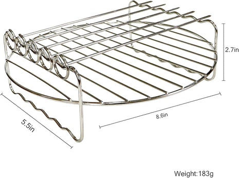 Air fryer Double Layer Round Rack with 5 Skewers Fitting XL Air Fryers（9in,Fit 5.3 QT or Above）