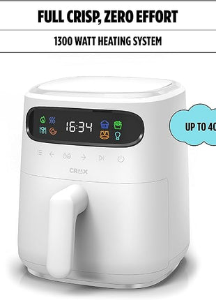 CRUX x Marshmello 3.0 QT Digital Air Fryer with TurboCrisp Technology, Touch Screen Temperature Control, Timer and Auto Shut-off, Fully Programmable, Silicone Cupcake Molds Included, White