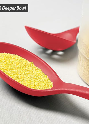 Silicone Spoons for Cooking - Extra Large Kitchen Spoons for Mixing, Serving, & Stirring - 600°F Heat-Resistant Non Stick Utensils Ladle & Skimmer- Dishwasher Safe, Red