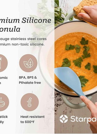 Starpack 'The All Rounder' Premium Silicone Spoonula Spatula - Up to 600°F Heat Resistant Spatula Spoons - Best Silicone Spoonulas - Rubber Spoon Spatulas - Kitchen Spoon Spatulas for Cooking