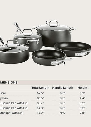 All-Clad HA1 Hard Anodized Nonstick Pots and Pans Set Non Stick Cookware Sets, Oven Broiler Safe 500F, Black
