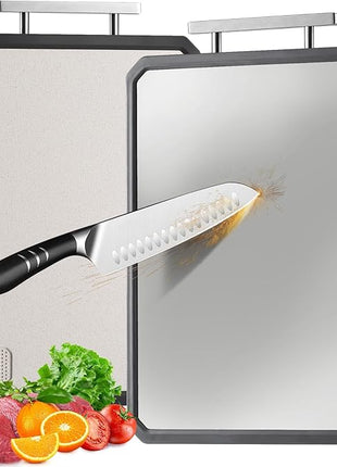 Titanium Cutting Board Double Sided for Kitchen,Large Chopping Board（16.42×11 In）Non-Slip Edge Garlic Grater Titanium and Food-Grade Wheat Straw PP, Kitchen Necessities for Home