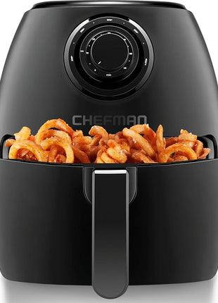 CHEFMAN Small Air Fryer Healthy Cooking, 3.6 Qt, Nonstick, User Friendly and Dual Control Temperature, w/ 60 Minute Timer & Auto Shutoff, Dishwasher Safe Basket, Matte Black, Cookbook Included