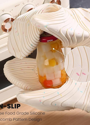 4 Pieces Oven Mitts and Pot Holders of Macaron Color Thickened Non-Slip Silicone Kitchen Gloves, Heat Resistant up to 500F, Essential for Kitchen Baking (makal-bai)