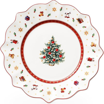Villeroy & Boch Toy's Delight Christmas Collection Salad Plate, Premium Porcelain, 9.5 in Diameter, White/Multicolored, Christmas Tree Center Design