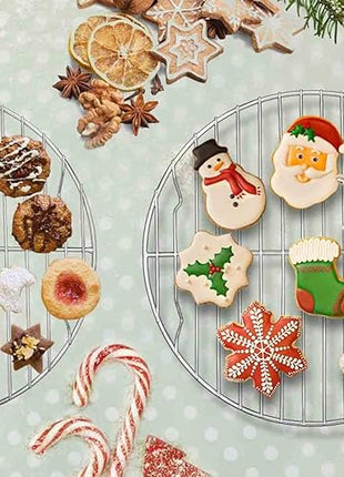 TeamFar Round Cooling Rack Set of 2, 9 Inch Round Baking Steaming Roasting Rack Set Stainless Steel, Healthy & Dishwasher Safe, Mirror Finish & Rust Free