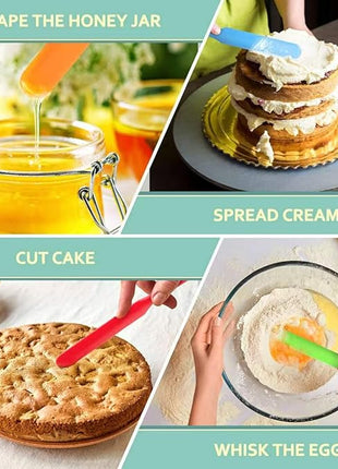 5Pcs Silicone Jar Spatulas - Cake Cream Spatulas Set, 9.8 inch Non-Stick Heat Resistant Mixing Butter Spatulas Baking Scrapers for Jars Blenders Cooking Stirring (5 Color)