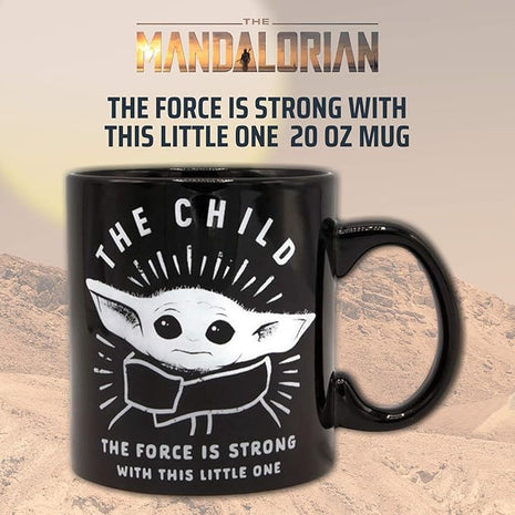 Silver Buffalo Star Wars The Mandalorian Force is Strong with this Little One Ceramic Coffee Mug, 20-Ounces