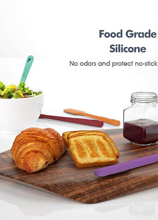 5 Pieces Silicone Spatula Set, Food Grade Rubber Spatula, Upgrade Strong Handle with Ergonomic Grip, Heat Resistant Up to 600°F for Nonstick Cookware, Cooking Colorful Series