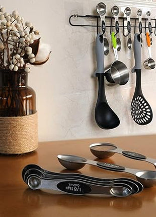 Magnetic Measuring Spoons Set Stainless Steel Dual Sided Stackable Teaspoon Tablespoon for Measuring Dry and Liquid Ingredients