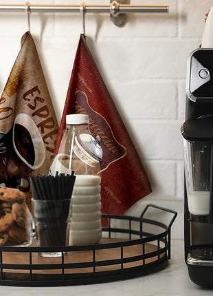 Boyiee Set of 6 Coffee Kitchen Towels Brown Dish Towels 24 x 16 Inches Absorbent Decorative Dish Cloths Retro Hand Accessories for Coffee Bar Decor Housewarming Gifts Wedding Shower Decoration