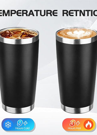 StarSpeed 20oz Tumbler Bulk with Lid, Stainless Steel Insulated Tumblers Double Wall Vacuum Insulated Travel Mug, Powder Coated Coffee Cups for Hot and Cold Drinks(Black,1)
