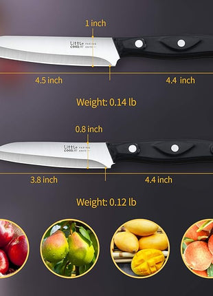 2PCS Paring Knife - Little Cook Paring Knife Set - Ultra Sharp Kitchen Knife - Fruit Knife - German stainless Steel - ABS Handle