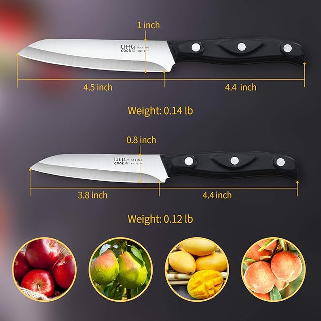 2PCS Paring Knife - Little Cook Paring Knife Set - Ultra Sharp Kitchen Knife - Fruit Knife - German stainless Steel - ABS Handle