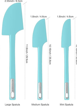Premium Silicone Spatula Set, JXWING Flexible Heat Resistant Non-slip Handle Baking Cooking Rubber Spatulas, Aqua Sky