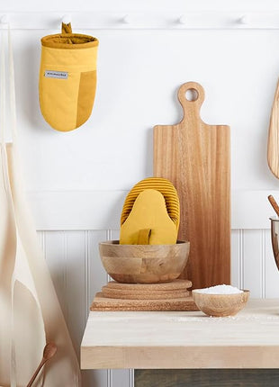 KitchenAid Beacon Two-Tone Non-Slip Mini Oven Mitt Set, Majestic Yellow, 5.5"x8", 2 Piece