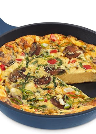 Zakarian by Dash 9.5 Inch Small Nonstick Cast Iron Skillet, Titanium Ceramic Coated Frying Pan, Blue