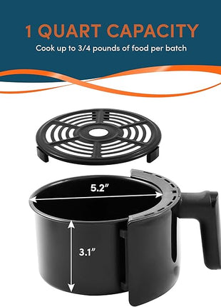 Elite Gourmet EAF1121 Personal 1.1 Qt. Compact Space Saving Electric Hot Air Fryer Oil-Less Healthy Cooker, Timer & Temperature Controls, 1000W