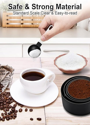 Measuring Cups and Spoons Set, 10 Pieces Nesting Measure Tools, Kitchen Essentials Gadgets with Stainless Steel Handle for Dry & Liquid Ingredient, Black