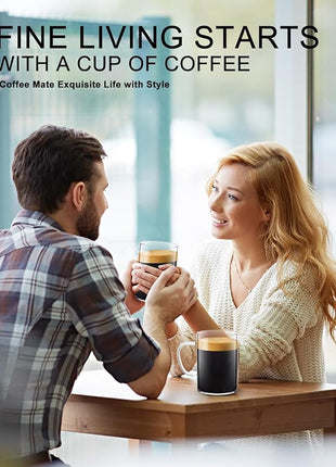 LUXU Glass Coffee Mugs 16 oz,Set of 4 Large Glass Coffee Cups Clear Tea Cups,Iced Coffee Glasses,Lead-Free Drinking Glasses for Water,Cappuccino,Latte,Cereal,Yogurt,Milk-Flat Bottomed Design