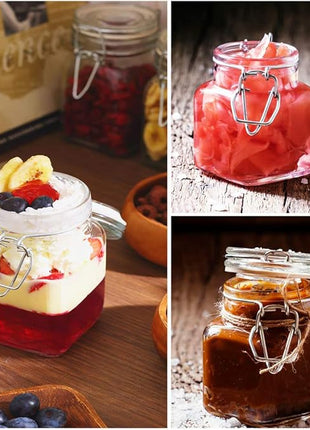 SPANLA Spice Jars, 24 Pack 4oz Small Glass Jars with Airtight Hinged Lid, With 24 Spice Labels & Silicone Funnels, Airtight Glass Jars for Spices, Condiments Herb Seasoning Art Craft Storage