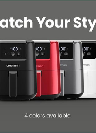 CHEFMAN 2 Qt Mini Air Fryer – Digital Space-Saving Compact Air Fryer with Nonstick and Dishwasher Safe Basket, Quick & Easy Meals in Minutes, Features Digital Timer and Shake Reminder – White