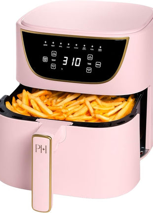 Paris Hilton Air Fryer, Large 6-Quart Capacity, Nonstick Made without PFAS, Touchscreen Display, 8-in-1 (Air Fry, Roast, Broil, Bake, Reheat, Keep Warm, Pizza, Dehydrate), Dishwasher Safe, Pink