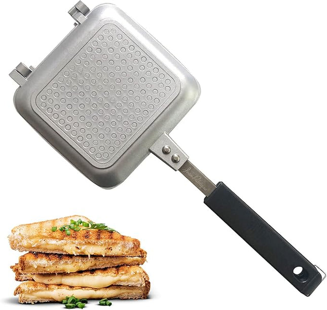 Breakfast Sandwich Maker Grill Press, Grilled Cheese Maker Panini Press Sandwich Toaster Presser - Stove Top Nonstick by Jean Patrique (Silver)
